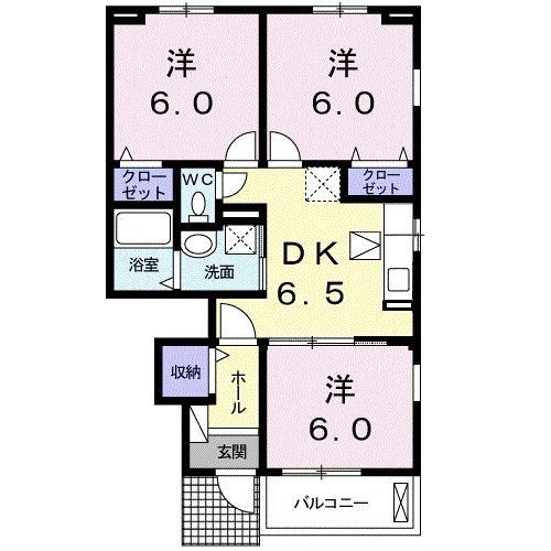 エスパス ド コンフォー A(3DK/1階)の間取り写真