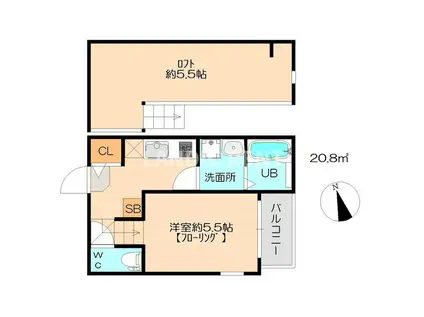 プランドール五十川(1K/1階)の間取り写真