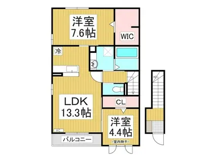 オーチャード(2LDK/2階)の間取り写真