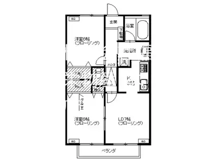 ウイングコート(2LDK/1階)の間取り写真