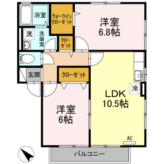 ハイツ谷中I(2LDK/2階)の間取り写真
