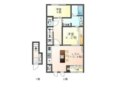 セ シュエット(2LDK/2階)の間取り写真