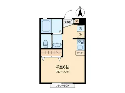 パールメゾン(ワンルーム/2階)の間取り写真