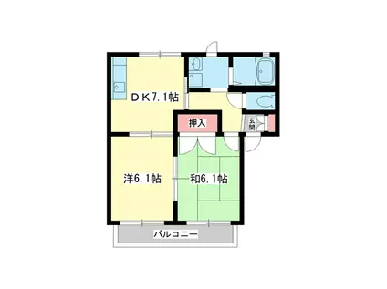 ドムール芝辻(2DK/2階)の間取り写真