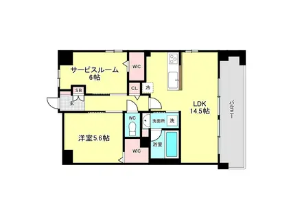 ベイ・グランデ弁天町(1SLDK/2階)の間取り写真