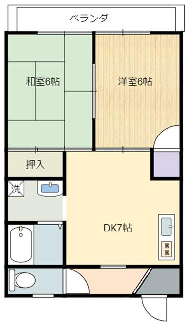 ハイツとちむら(2DK/1階)の間取り写真
