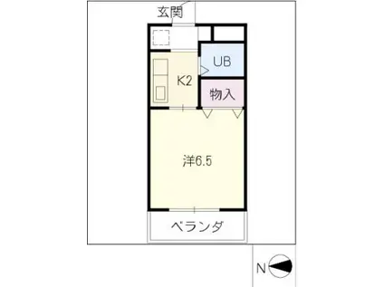 ネストF1(1K/2階)の間取り写真