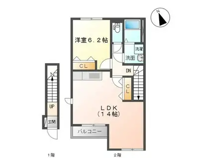 ラ・シュシュ(1LDK/2階)の間取り写真