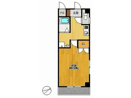 小西ワンルームマンション(1K/2階)の間取り写真