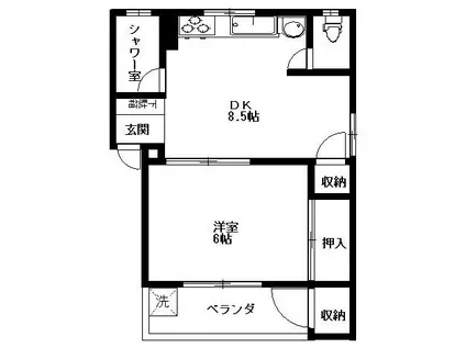 学大マンション(1DK/3階)の間取り写真