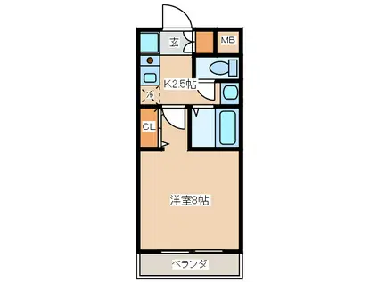 グリーンシンフォニ-ビル(1K/2階)の間取り写真