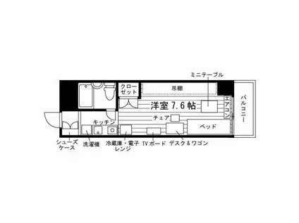 京都学生会館リバティサークル西京極(1K/3階)の間取り写真