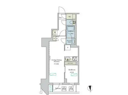 ブリリアイスト浅草(1LDK/3階)の間取り写真