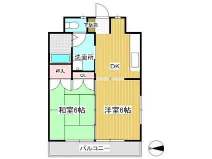 上田五番館(2DK/2階)の間取り写真