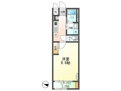 グランディール小田原(1K/1階)の間取り写真