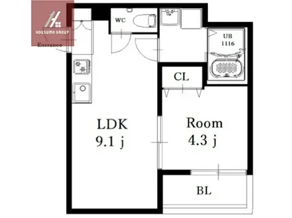 エヌアンドエスヴィラII(1LDK/2階)の間取り写真