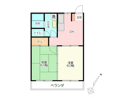 新成マンション(2DK/3階)の間取り写真