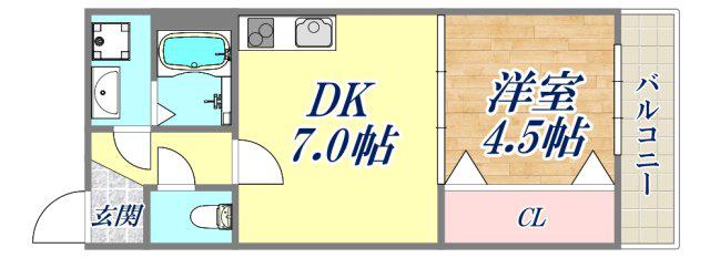 ネクステージ七松町(1DK/1階)の間取り写真