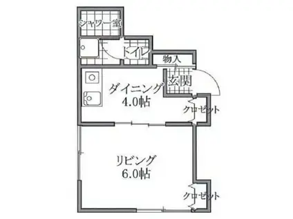 りなハイツ(1K/2階)の間取り写真