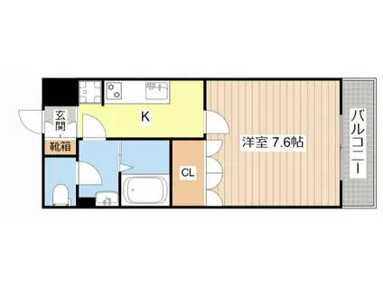 ハピネスAT(1K/2階)の間取り写真