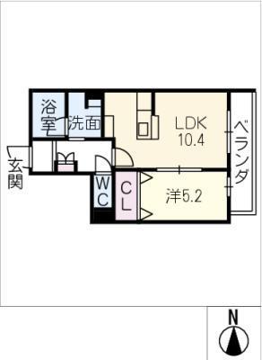 シャーメゾン光樹セントラル(1LDK/2階)の間取り写真