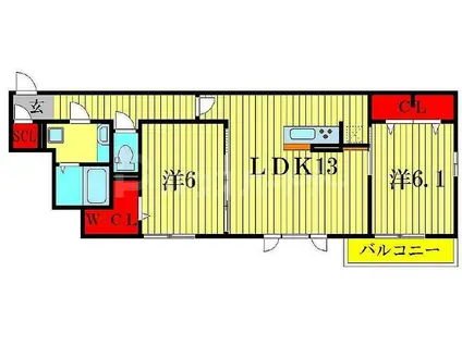 グラーティア(2LDK/1階)の間取り写真