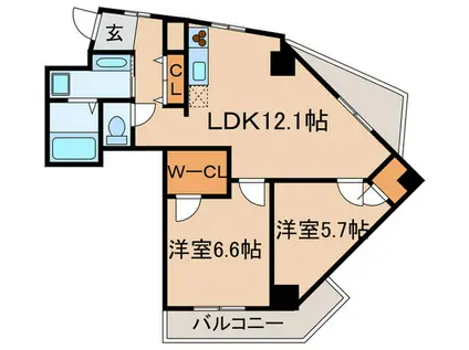 グランヴィラージュ(2LDK/7階)の間取り写真