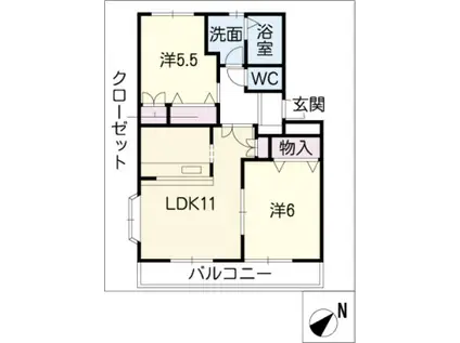 エピシェール(2LDK/2階)の間取り写真
