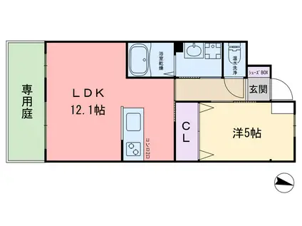 前原北2丁目アパート(1LDK/1階)の間取り写真