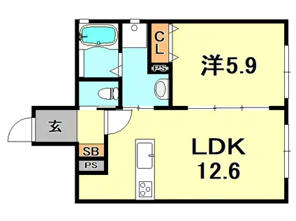 サインポスト東人丸(1LDK/1階)の間取り写真