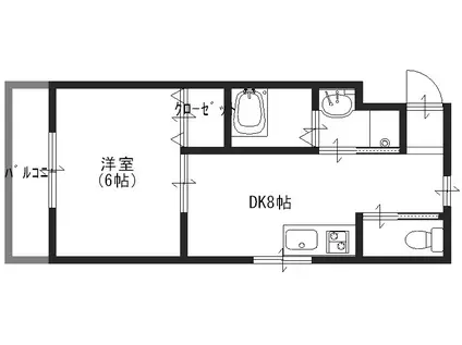 シティーコート堺東(1DK/8階)の間取り写真