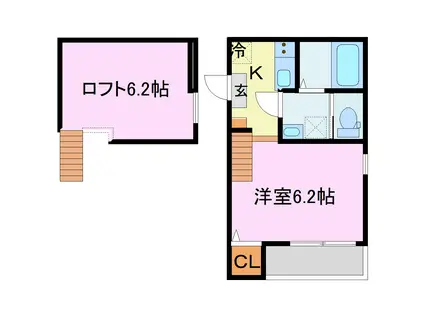 ハーモニーテラス稲荷悠苑(1K/1階)の間取り写真