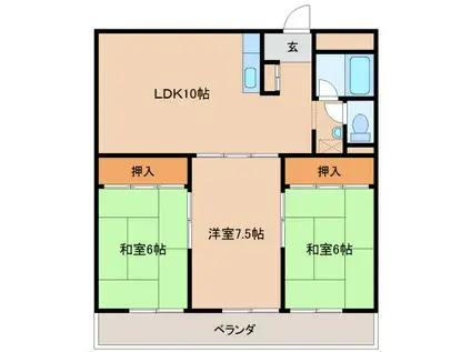 大宮1丁目ビル(3LDK/3階)の間取り写真