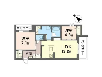 サンベレオ大倉山III(2LDK/3階)の間取り写真