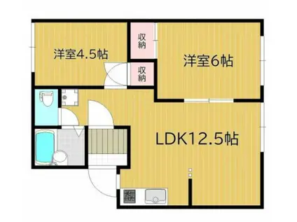コーポ朝日A棟 202(2LDK/2階)の間取り写真