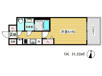 プレサンス三宮東フィール(1K/10階)の間取り写真