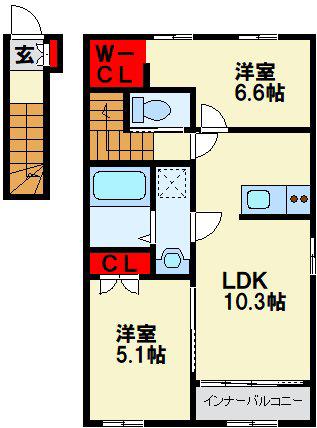 ラグーナ青葉台(2LDK/2階)の間取り写真