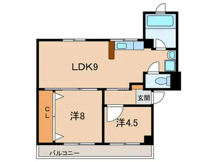 北野ハイツ(2LDK/5階)の間取り写真