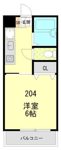 プレジール(1K/2階)の間取り写真