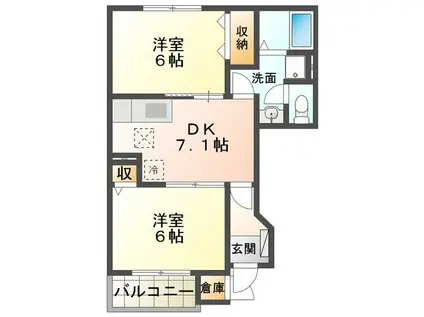 ベル・エトワール(2DK/1階)の間取り写真