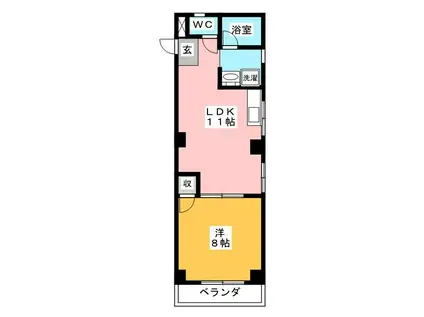 グラシューズセイワ(1LDK/4階)の間取り写真