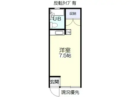 コウジタニハイツ(ワンルーム/2階)の間取り写真