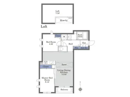 リラフォート駒沢(2LDK/2階)の間取り写真
