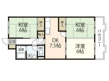 第2鈴峰ビル(3DK/4階)の間取り写真