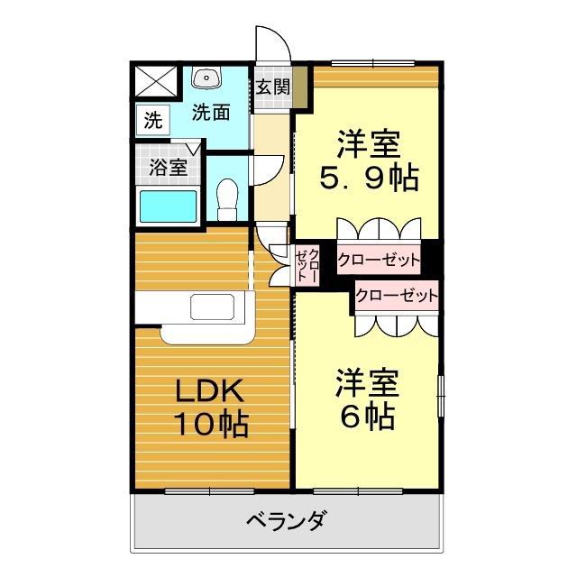 サンフォレスティ前泉(2LDK/2階)の間取り写真
