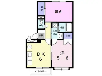 マリンハイツ(2DK/2階)の間取り写真