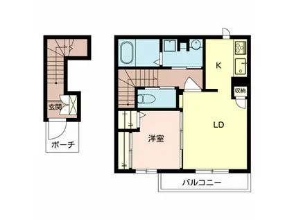 シャーメゾン恵美酒(1LDK/2階)の間取り写真