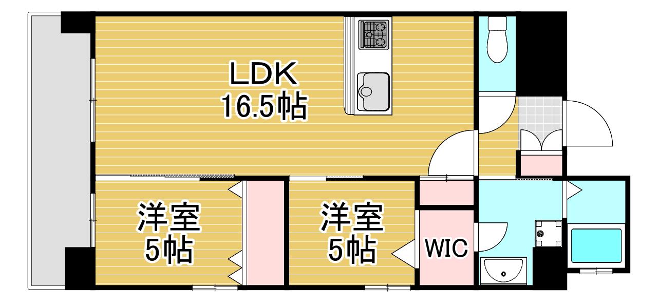 スマート到津(2LDK/4階)の間取り写真