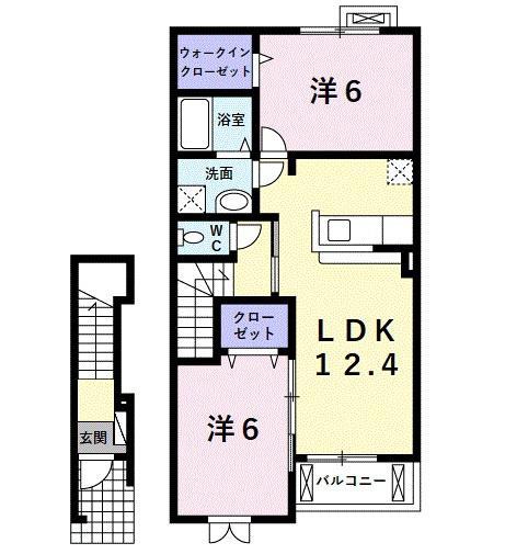 メゾンリュミエール(2LDK/2階)の間取り写真