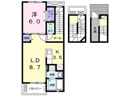 ヴィラ・セナーレ(1LDK/3階)の間取り写真